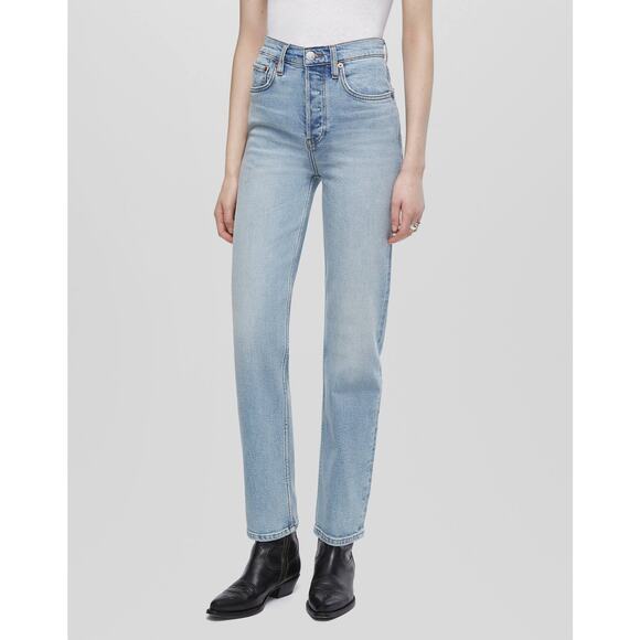 NEW REDONE 70S Ultra High Rise STOVE PIPE Women Blue Jeans Size 25